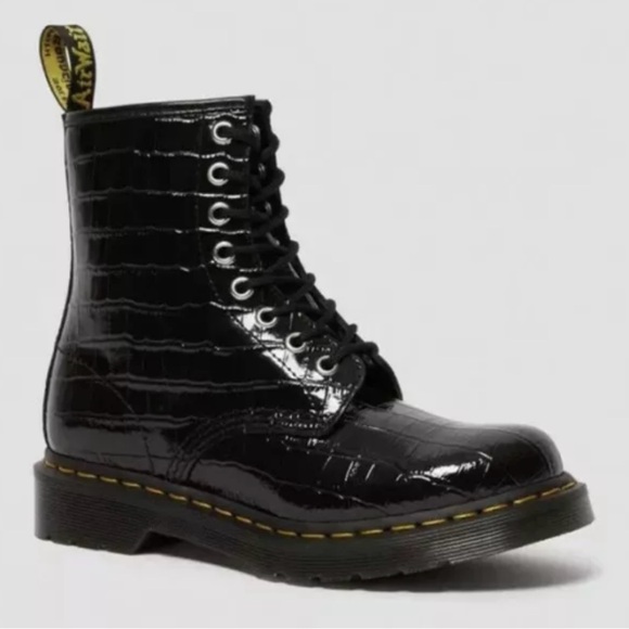 Dr. Martens Shoes - Dr. Martens 1460 Womens Patent Leather Croc Embossed Size 8 NEW